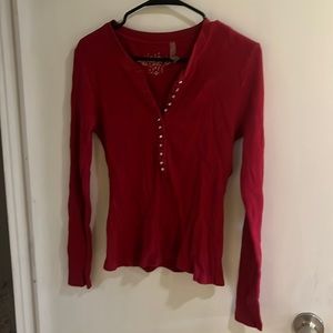 Red long sleeve shirt with buttons